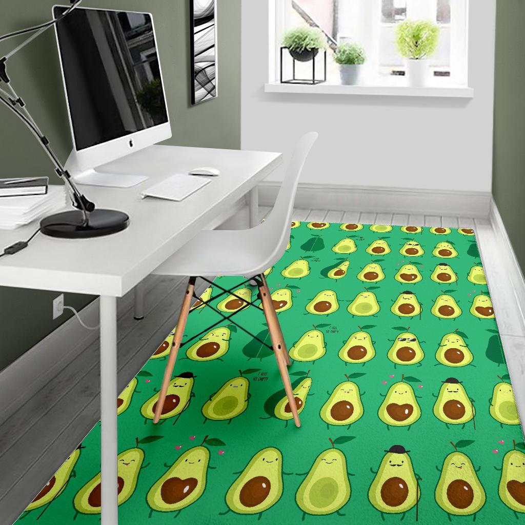 Cartoon Green Avocado Patttern Print Floor Mat-grizzshop