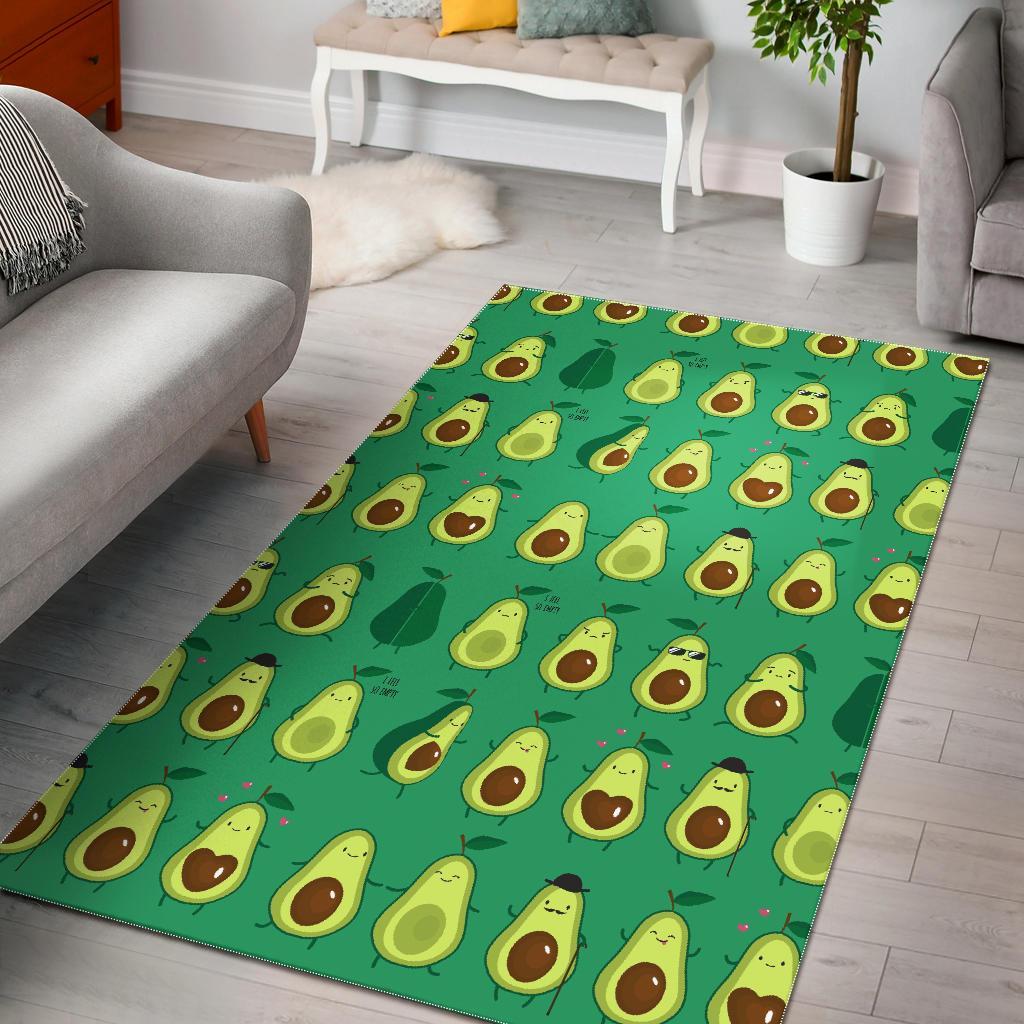 Cartoon Green Avocado Patttern Print Floor Mat-grizzshop