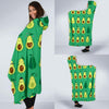 Cartoon Green Avocado Patttern Print Hooded Blanket-grizzshop