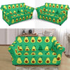 Cartoon Green Avocado Patttern Print Loveseat Cover-grizzshop