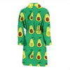 Cartoon Green Avocado Patttern Print Men Long Robe-grizzshop