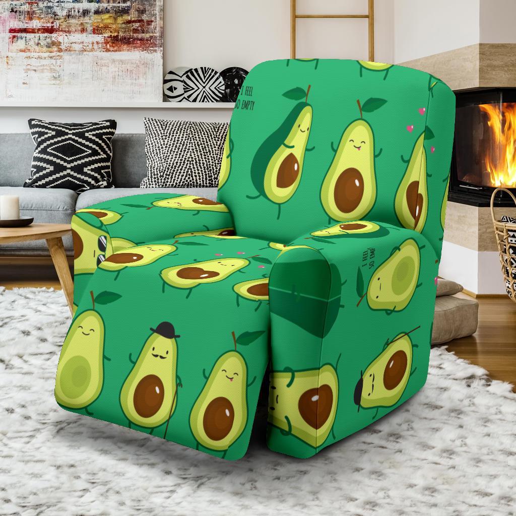 Cartoon Green Avocado Patttern Print Recliner Cover-grizzshop