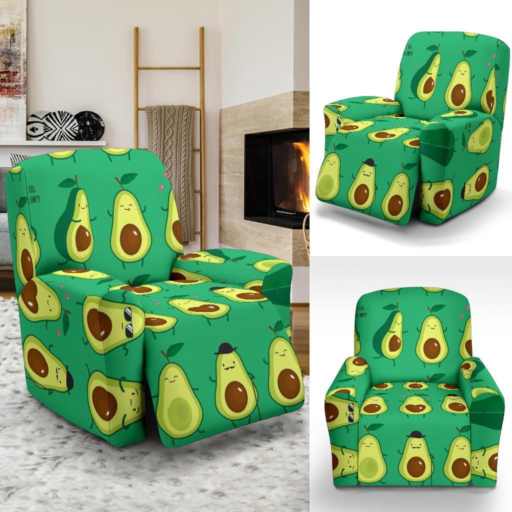 Cartoon Green Avocado Patttern Print Recliner Cover-grizzshop