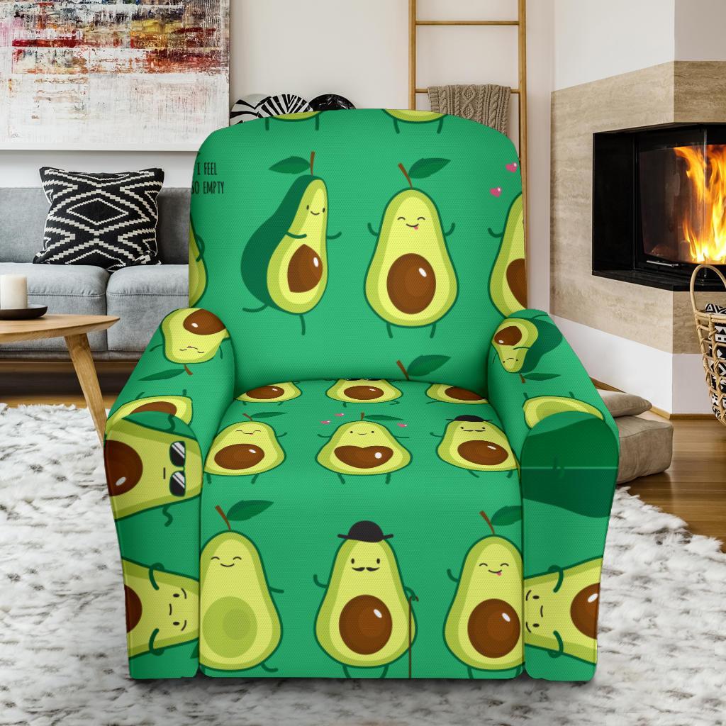 Cartoon Green Avocado Patttern Print Recliner Cover-grizzshop