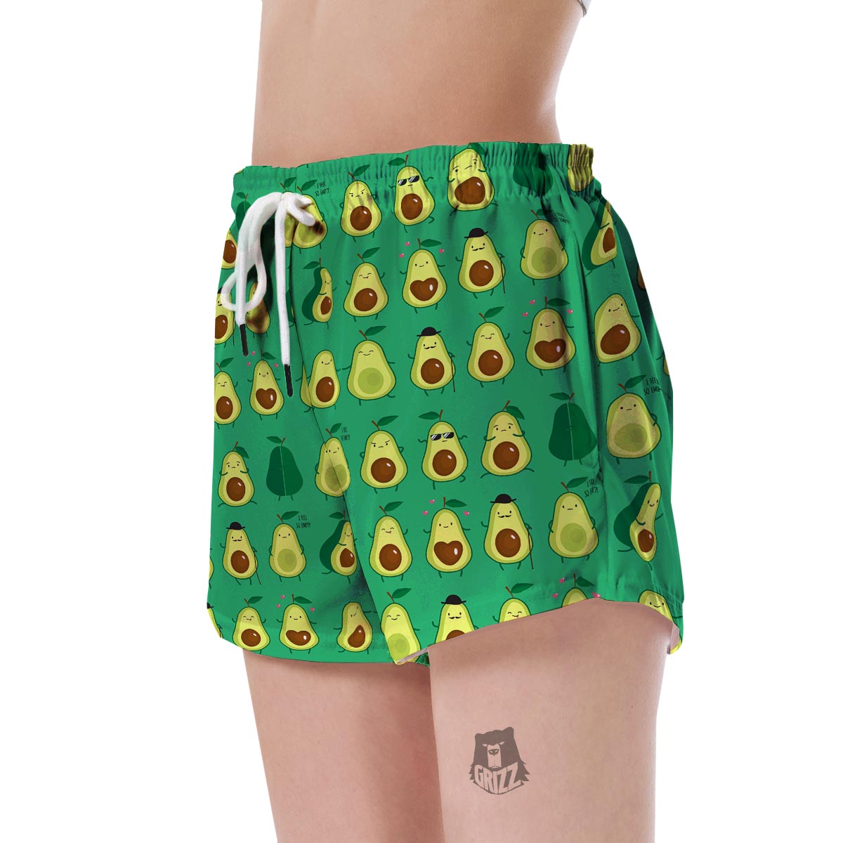 Cartoon Green Avocado Patttern Print Women's Shorts-grizzshop