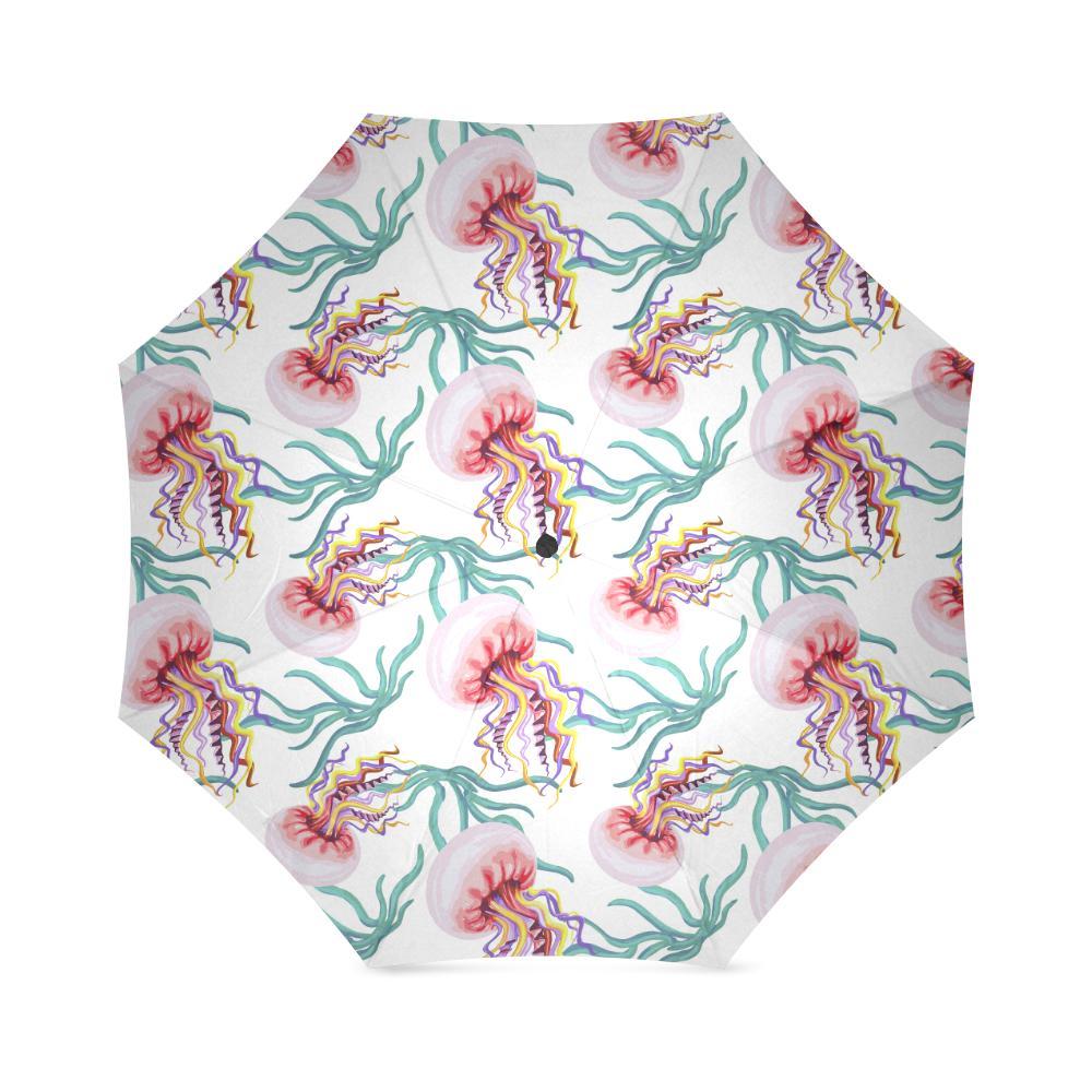 Cartoon Jellyfish Pattern Print Foldable Umbrella-grizzshop