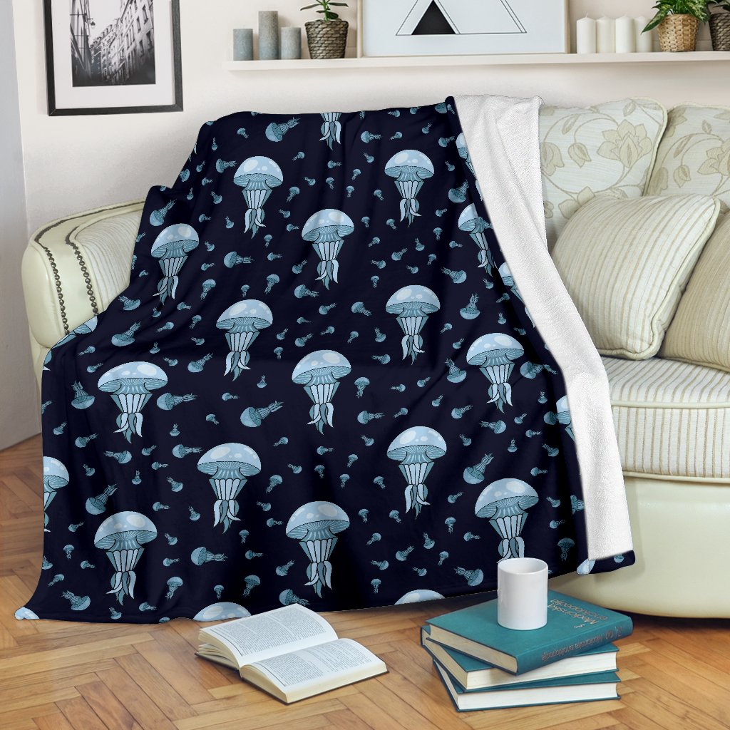 Cartoon Jellyfish Print Pattern Blanket-grizzshop