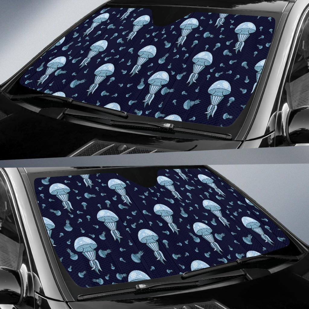 Cartoon Jellyfish Print Pattern Car Sun Shade-grizzshop
