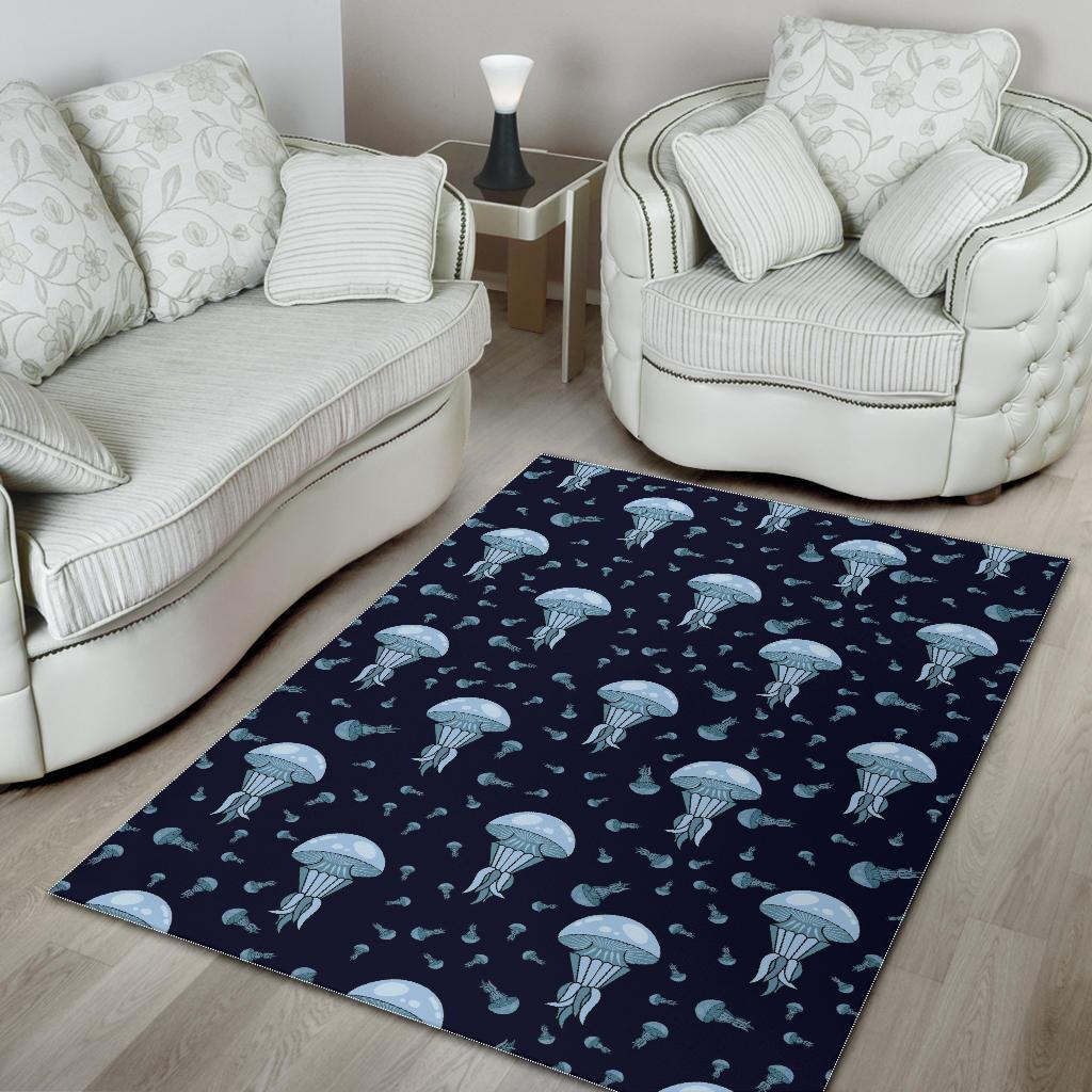 Cartoon Jellyfish Print Pattern Floor Mat-grizzshop