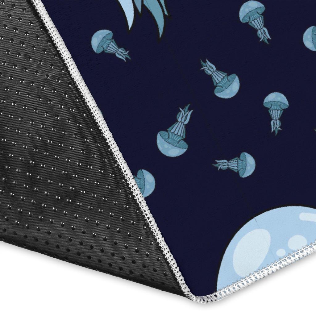 Cartoon Jellyfish Print Pattern Floor Mat-grizzshop