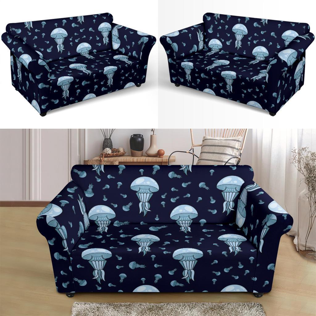 Cartoon Jellyfish Print Pattern Loveseat Cover-grizzshop