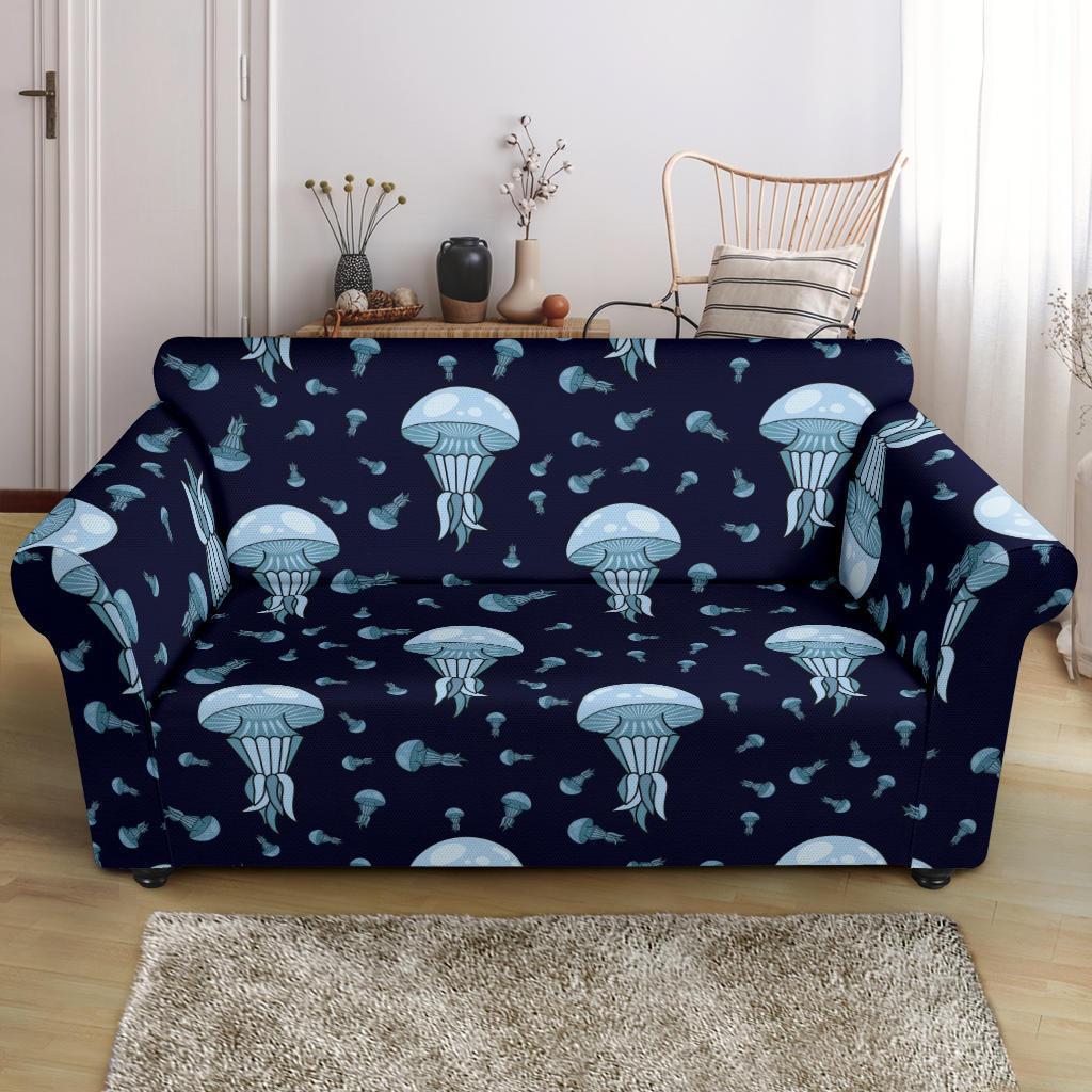 Cartoon Jellyfish Print Pattern Loveseat Cover-grizzshop