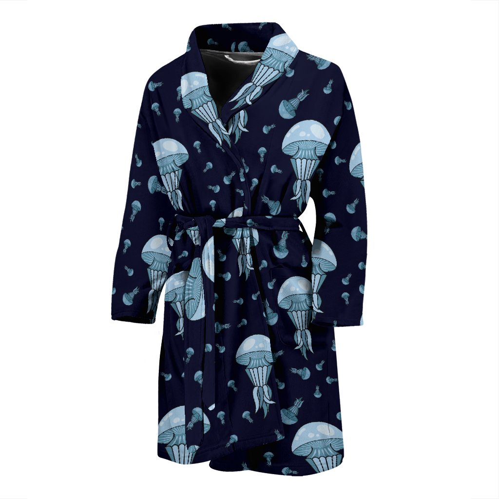 Cartoon Jellyfish Print Pattern Men Long Robe-grizzshop