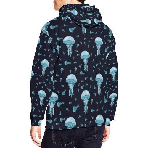 Cartoon Jellyfish Print Pattern Men Pullover Hoodie-grizzshop