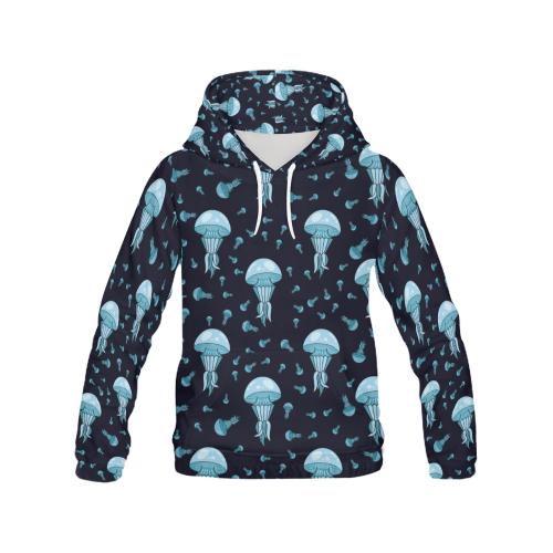 Cartoon Jellyfish Print Pattern Men Pullover Hoodie-grizzshop