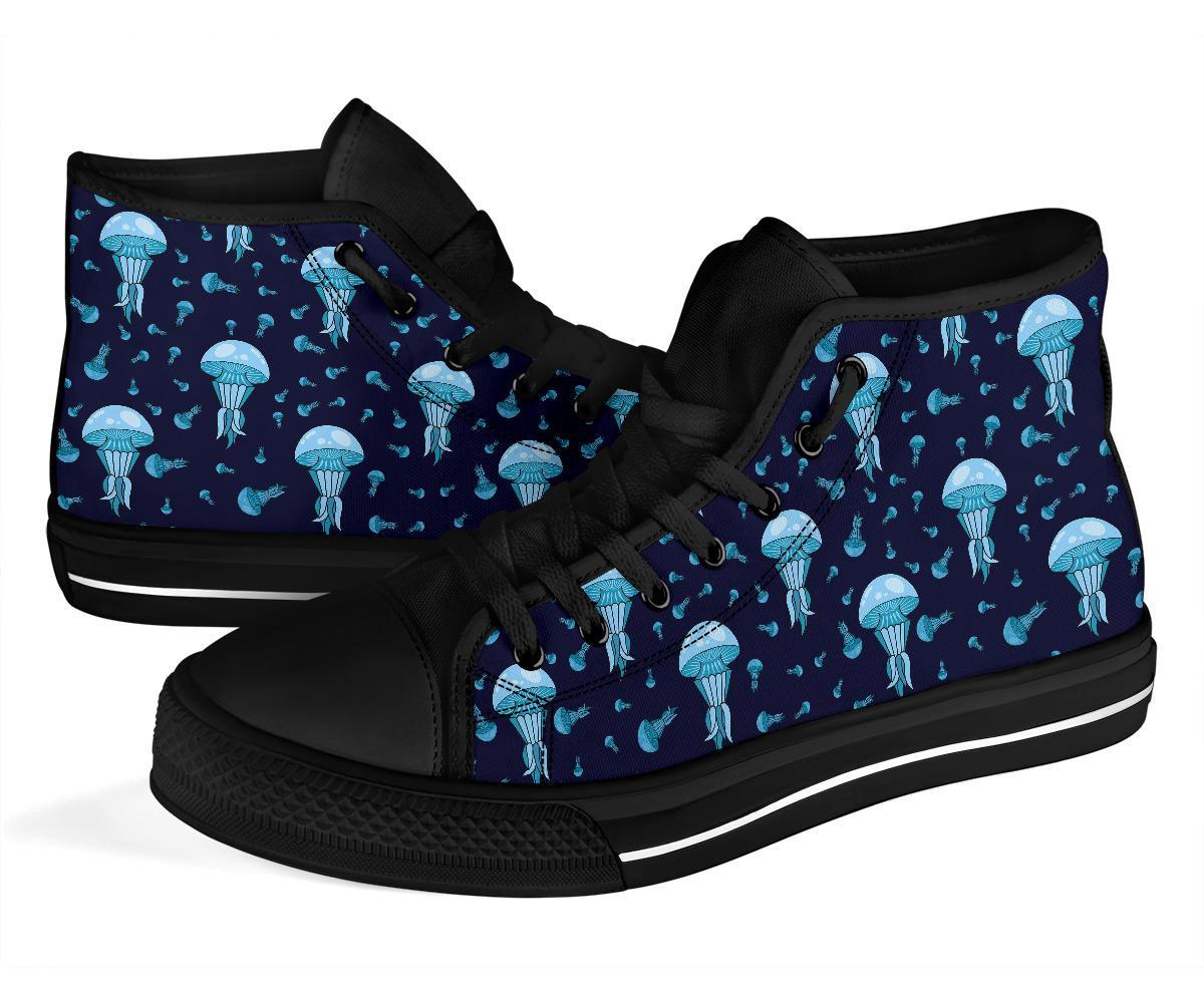 Cartoon Jellyfish Print Pattern Men Women's High Top Shoes-grizzshop