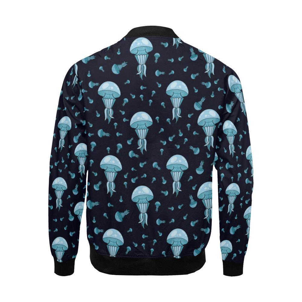 Cartoon Jellyfish Print Pattern Men's Bomber Jacket-grizzshop