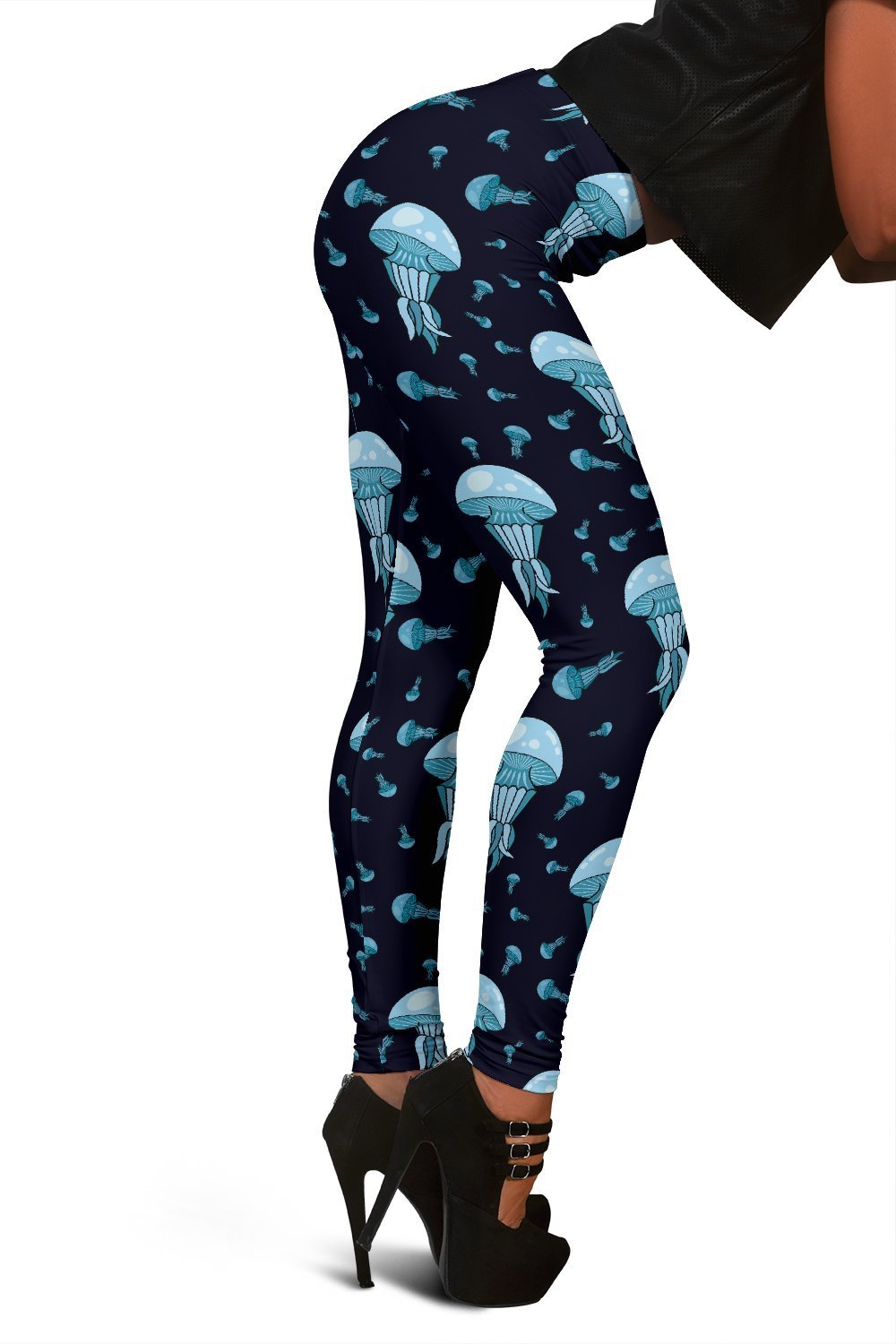 Cartoon Jellyfish Print Pattern Women Leggings-grizzshop