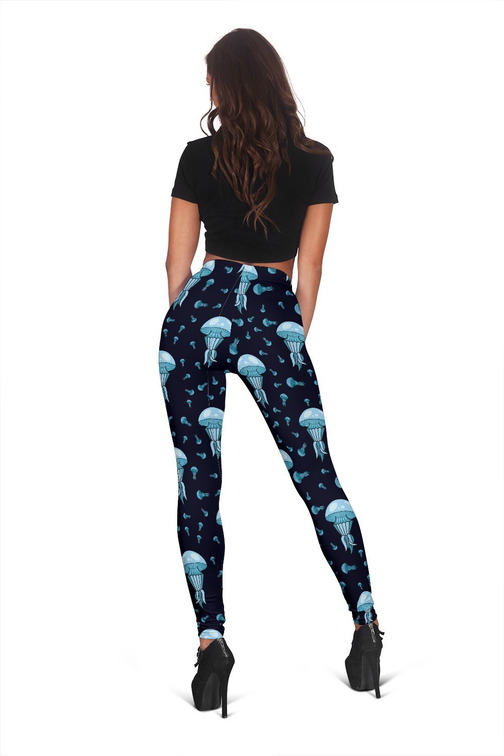 Cartoon Jellyfish Print Pattern Women Leggings-grizzshop