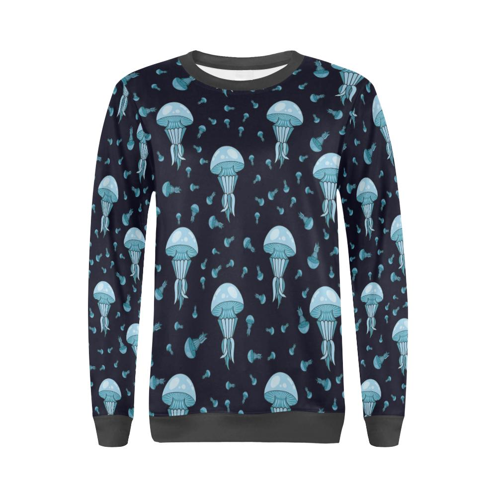 Cartoon Jellyfish Print Pattern Women's Sweatshirt-grizzshop