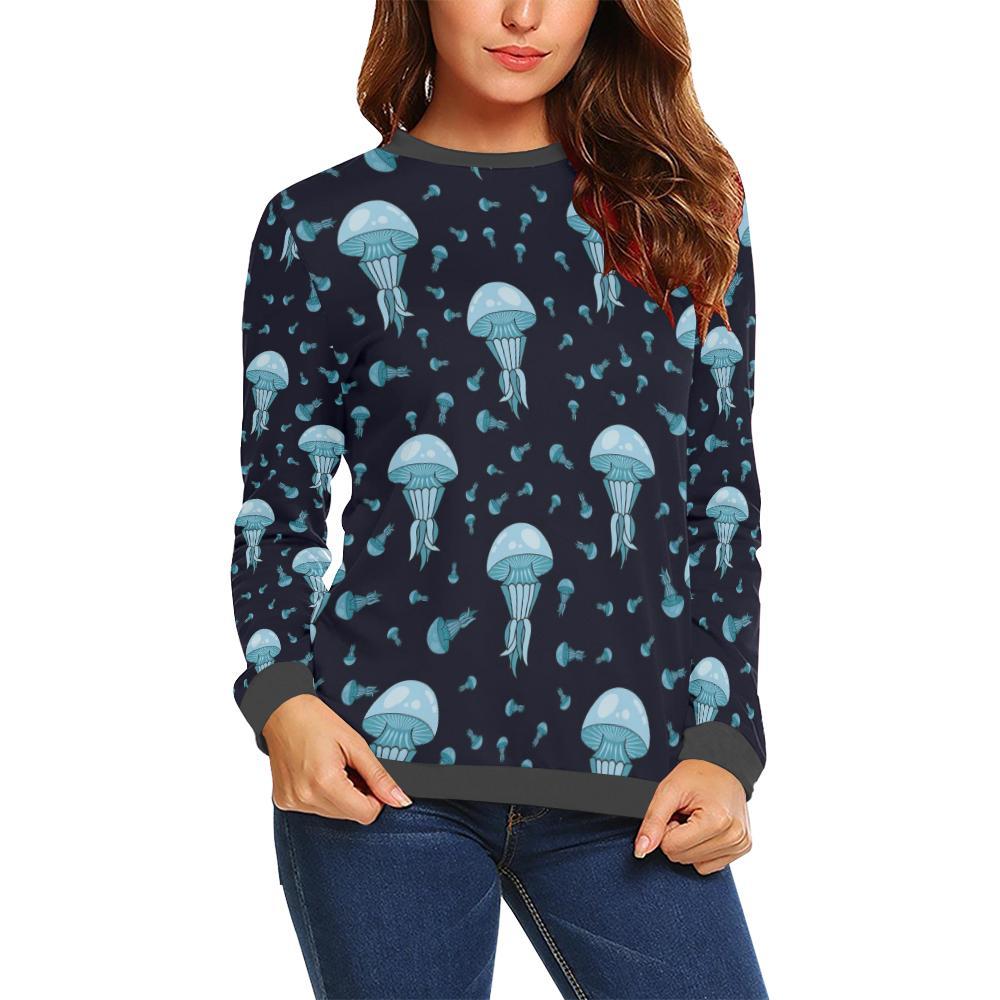 Cartoon Jellyfish Print Pattern Women's Sweatshirt-grizzshop