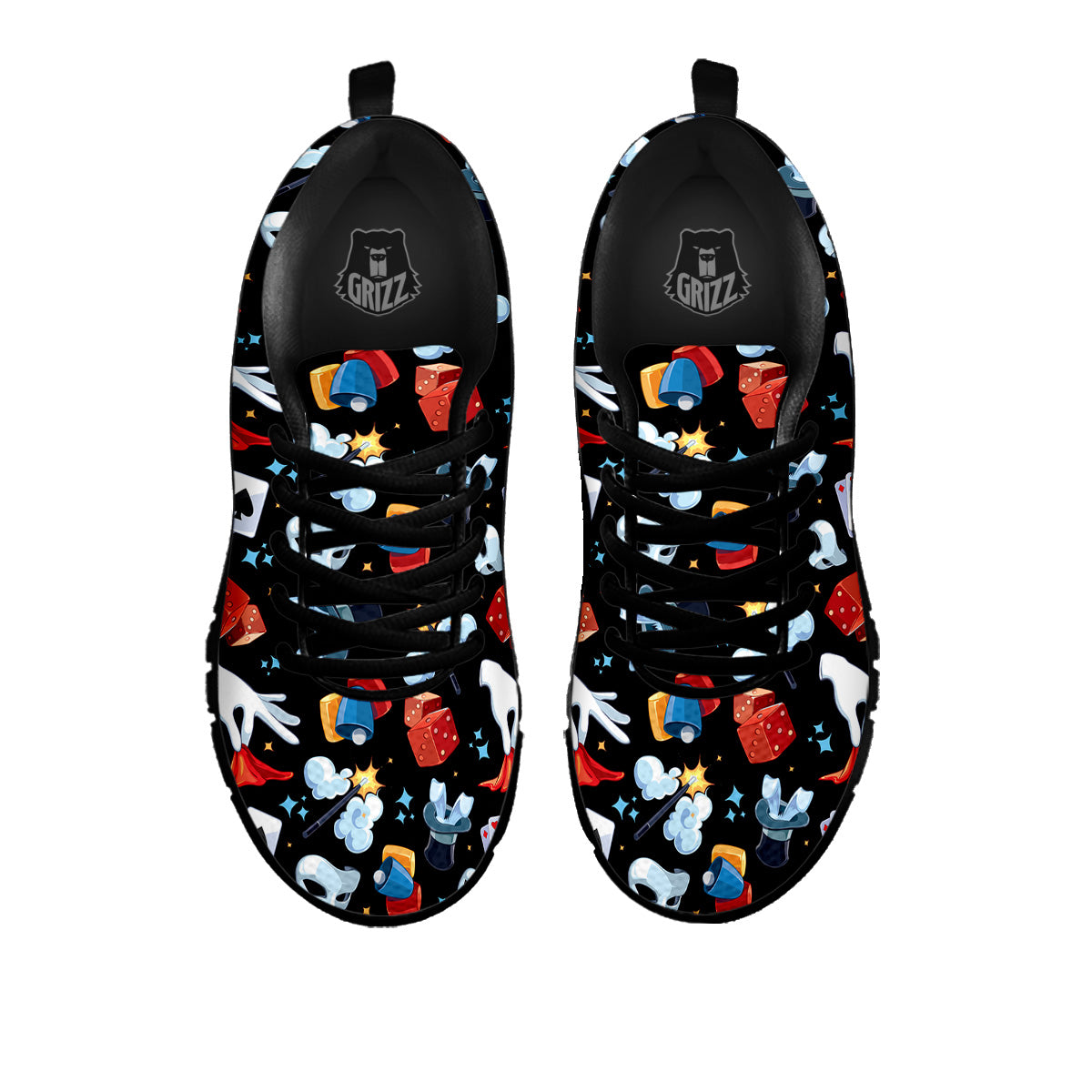 Cartoon Magic Show Print Pattern Black Sneaker-grizzshop