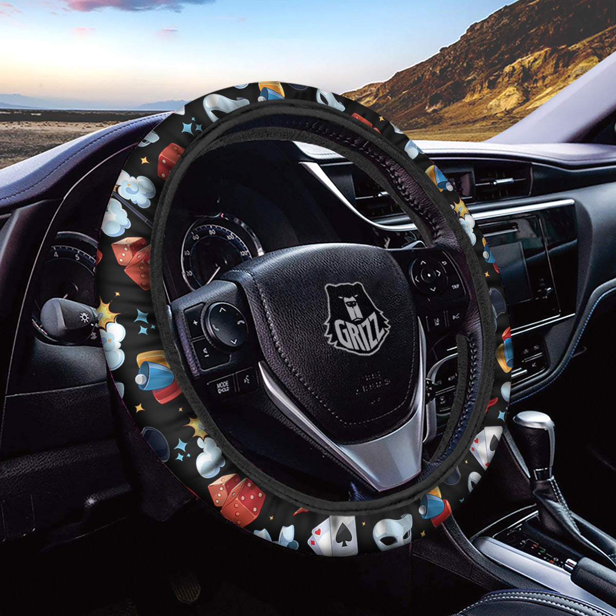 Cartoon Magic Show Print Pattern Car Steering Wheel Cover-grizzshop