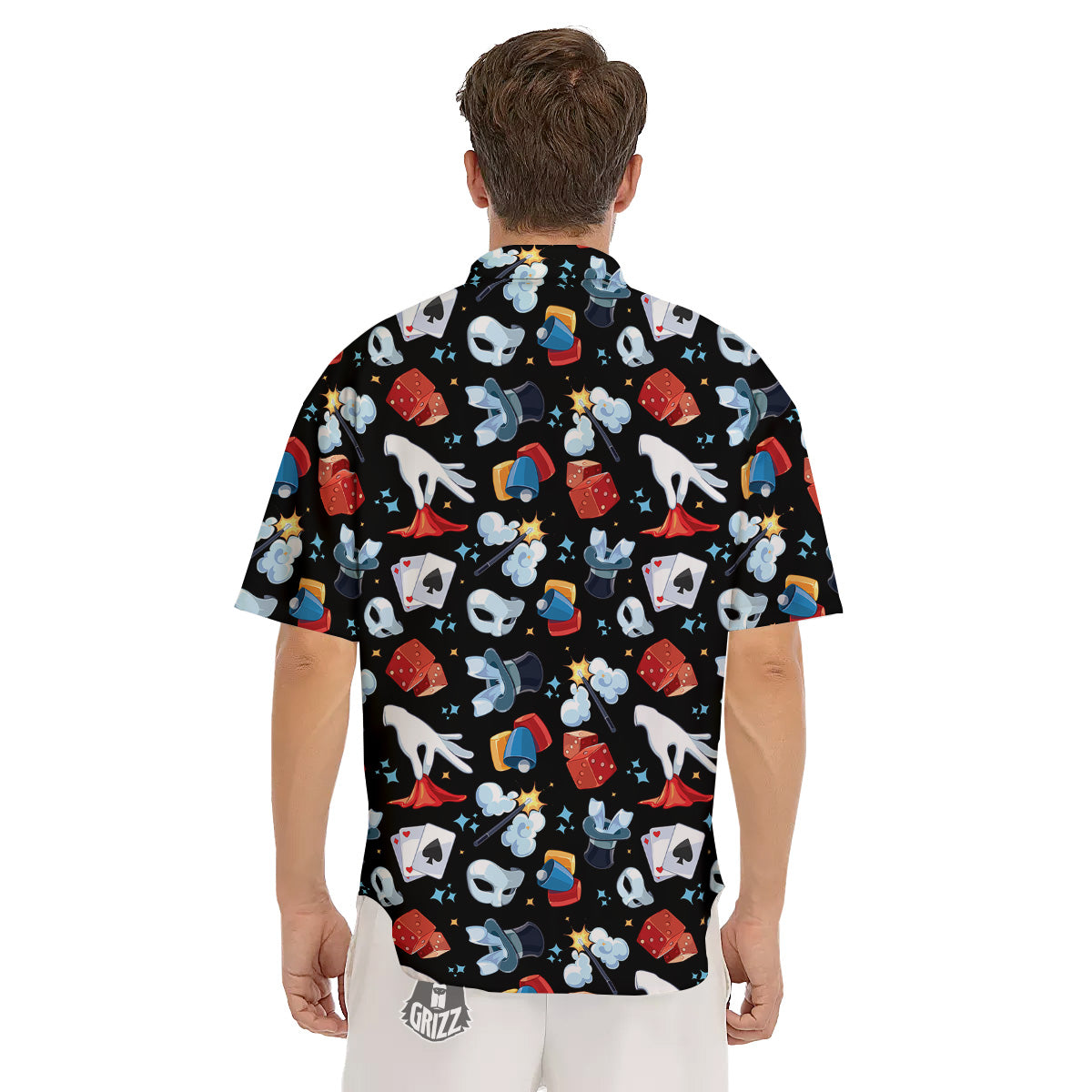 Cartoon Magic Show Print Pattern Men's Short Sleeve Shirts-grizzshop