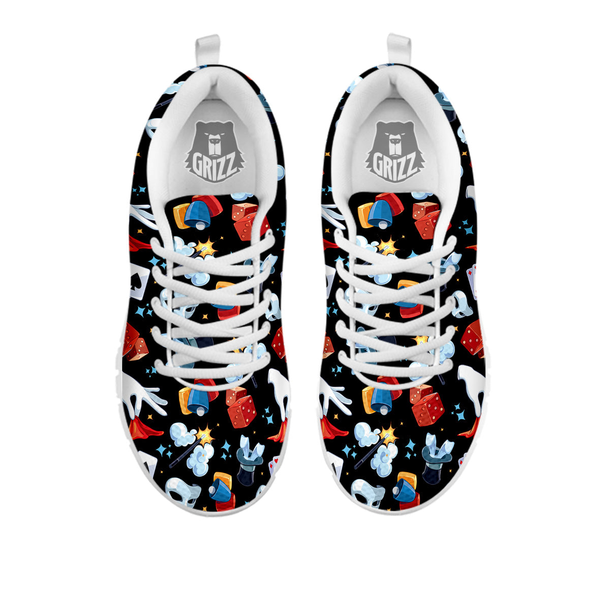 Cartoon Magic Show Print Pattern White Sneaker-grizzshop