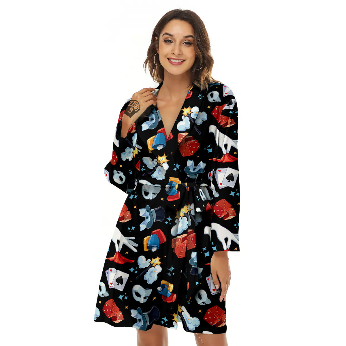 Cartoon Magic Show Print Pattern Women's Robe-grizzshop