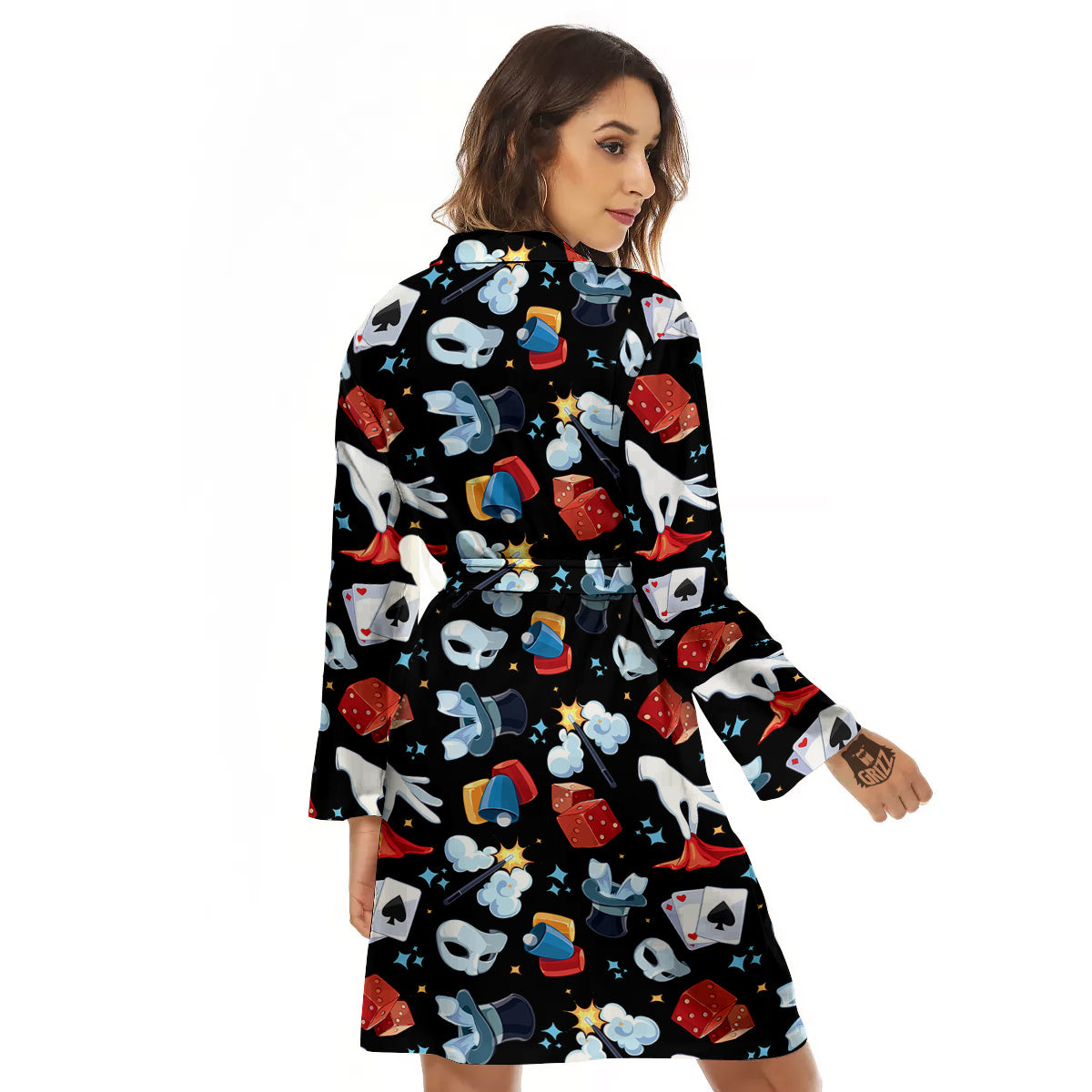 Cartoon Magic Show Print Pattern Women's Robe-grizzshop