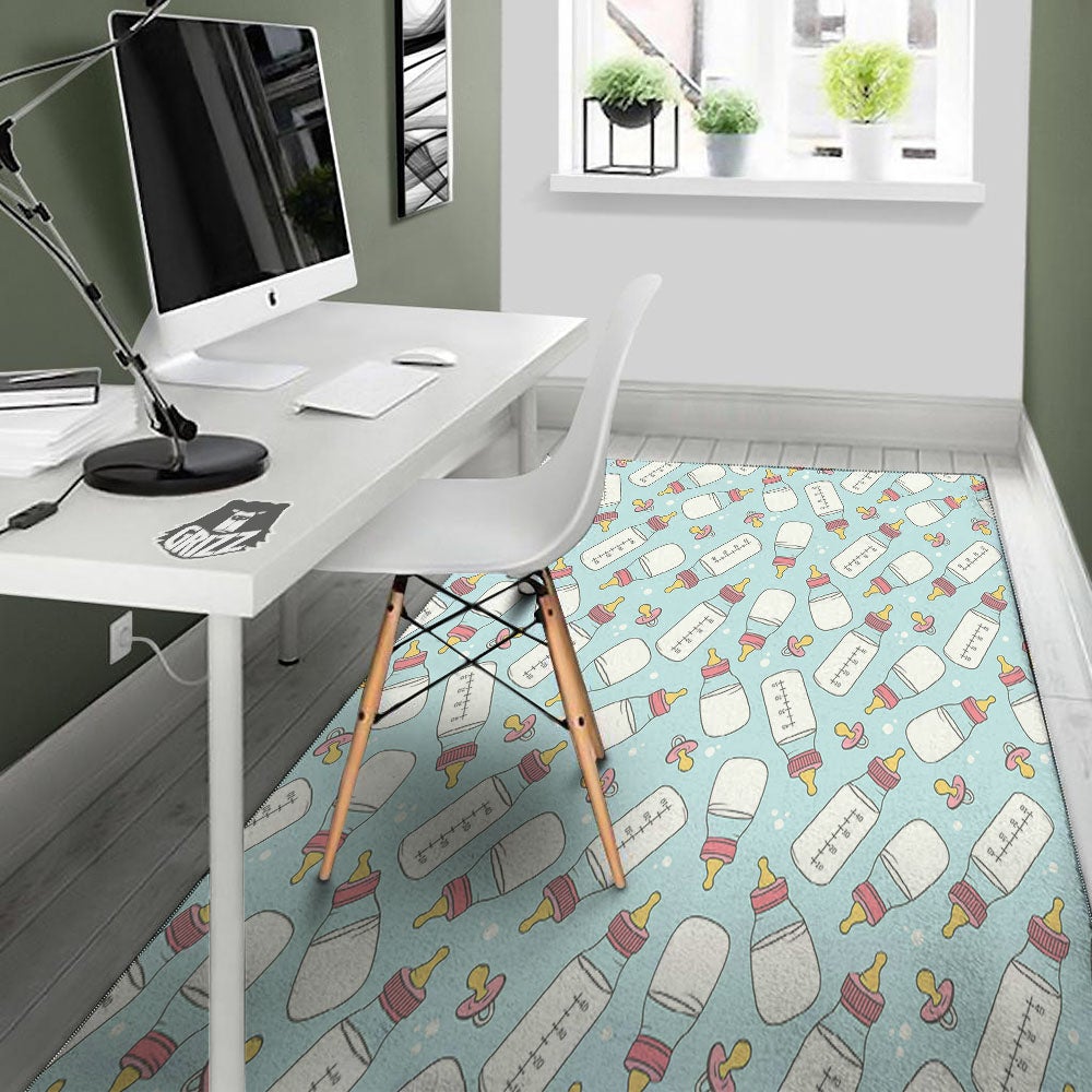 Cartoon Milk Bottle Print Pattern Floor Mat-grizzshop