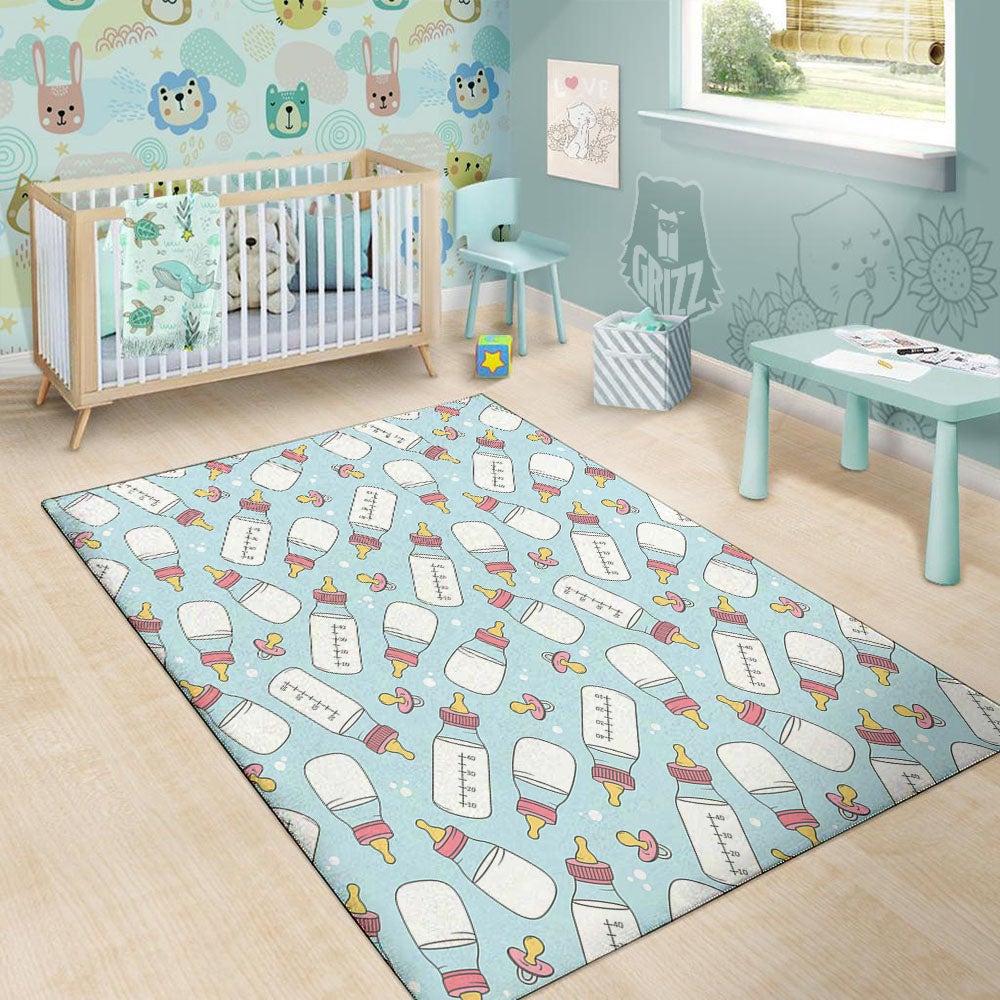 Cartoon Milk Bottle Print Pattern Floor Mat-grizzshop