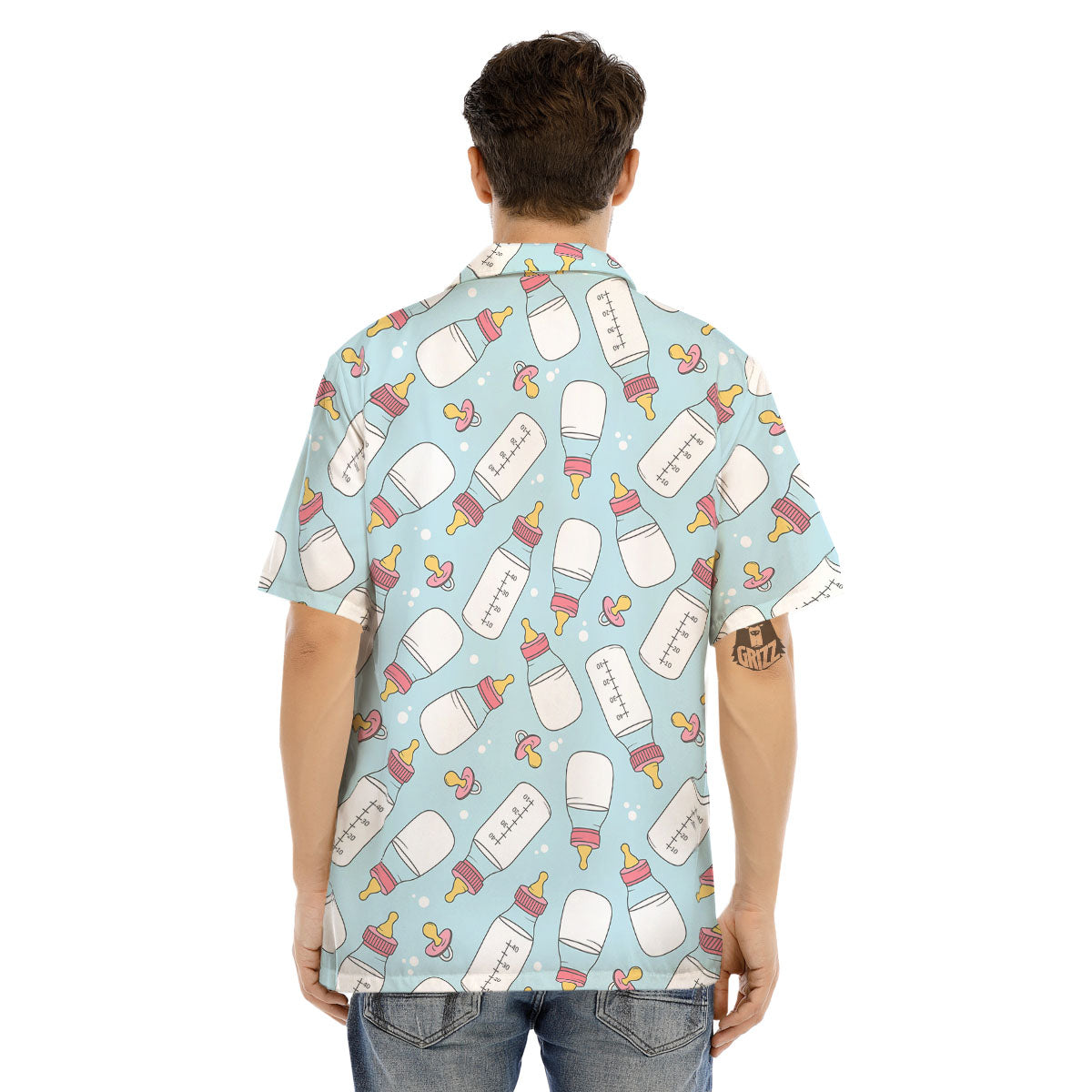 Cartoon Milk Bottle Print Pattern Men's Hawaiian Shirt-grizzshop