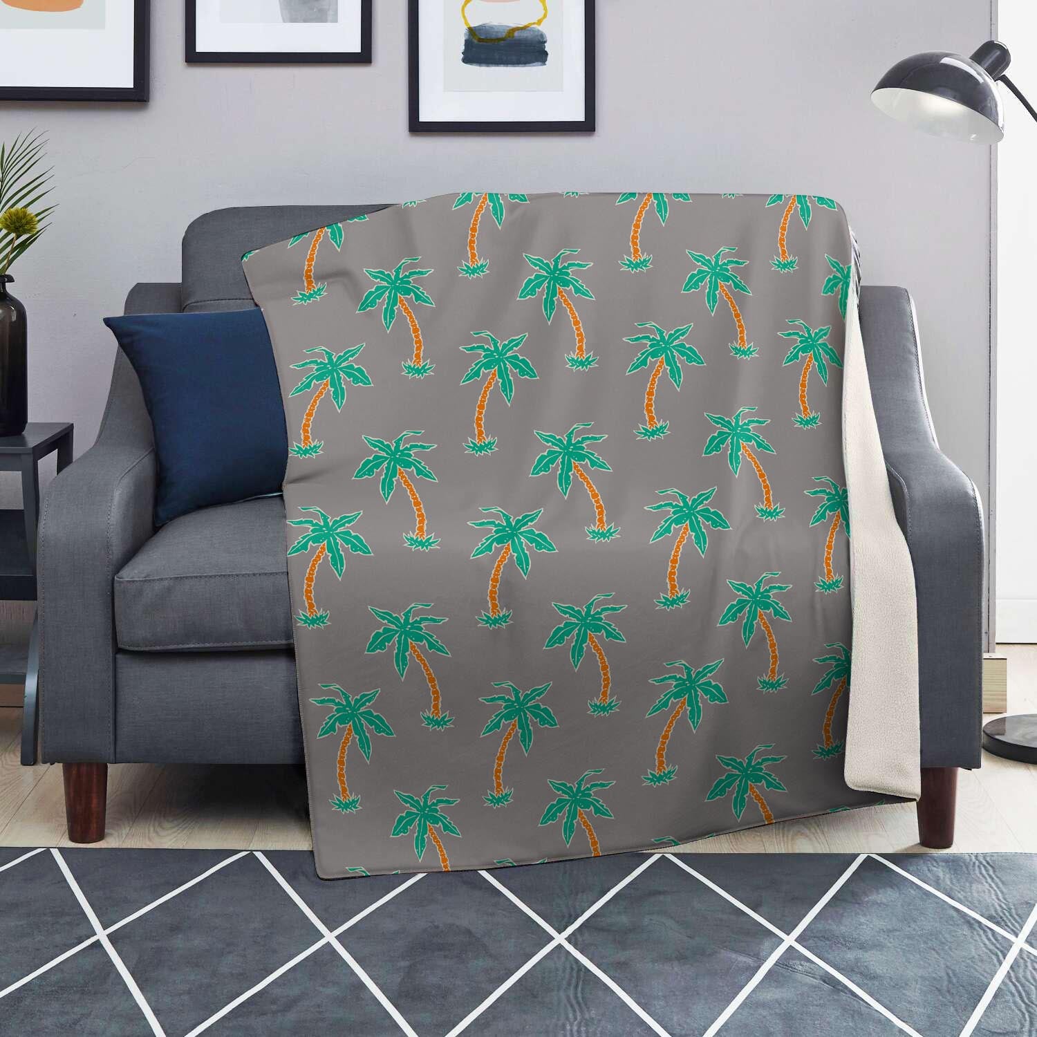 Cartoon Palm Tree Hawaiian Print Blanket-grizzshop