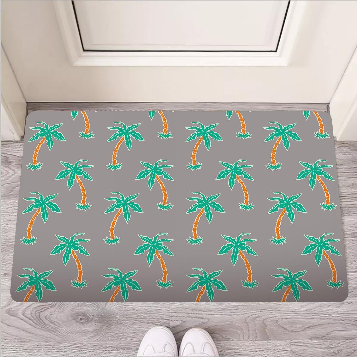 Cartoon Palm Tree Hawaiian Print Door Mat-grizzshop