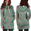 Cartoon Palm Tree Hawaiian Print Hoodie Dress-grizzshop