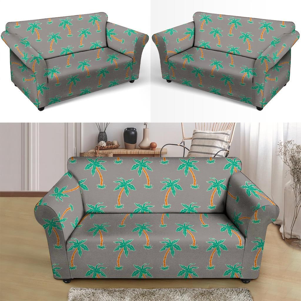 Cartoon Palm Tree Hawaiian Print Loveseat Cover-grizzshop