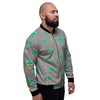 Cartoon Palm Tree Hawaiian Print Men's Bomber Jacket-grizzshop