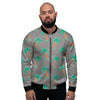 Cartoon Palm Tree Hawaiian Print Men's Bomber Jacket-grizzshop