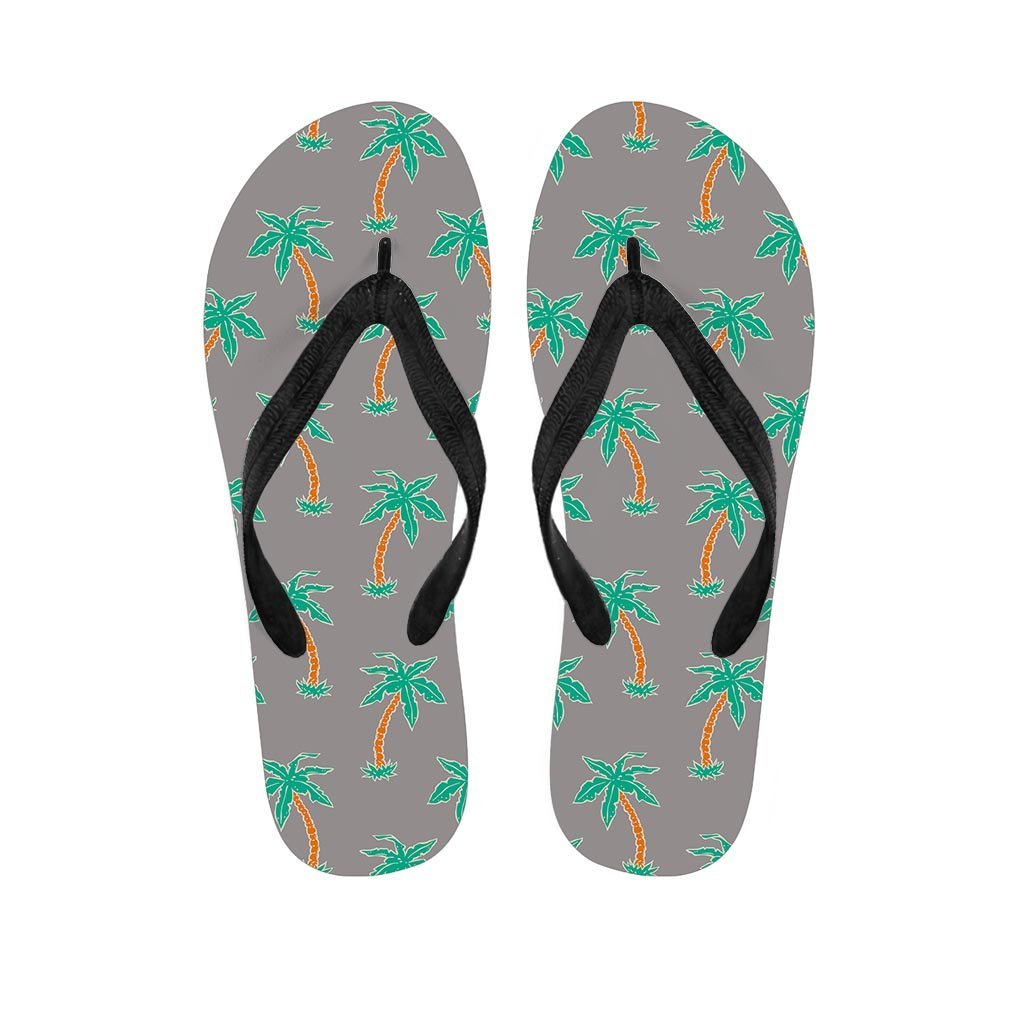 Cartoon Palm Tree Hawaiian Print Men's Flip Flops-grizzshop