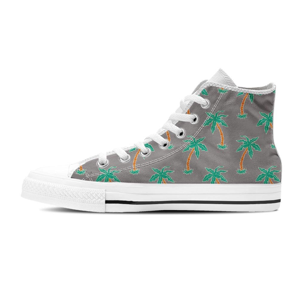 Cartoon Palm Tree Hawaiian Print Men's High Top Shoes-grizzshop