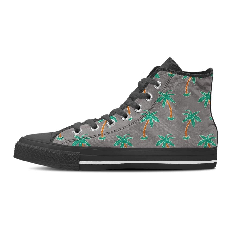 Cartoon Palm Tree Hawaiian Print Men's High Top Shoes-grizzshop