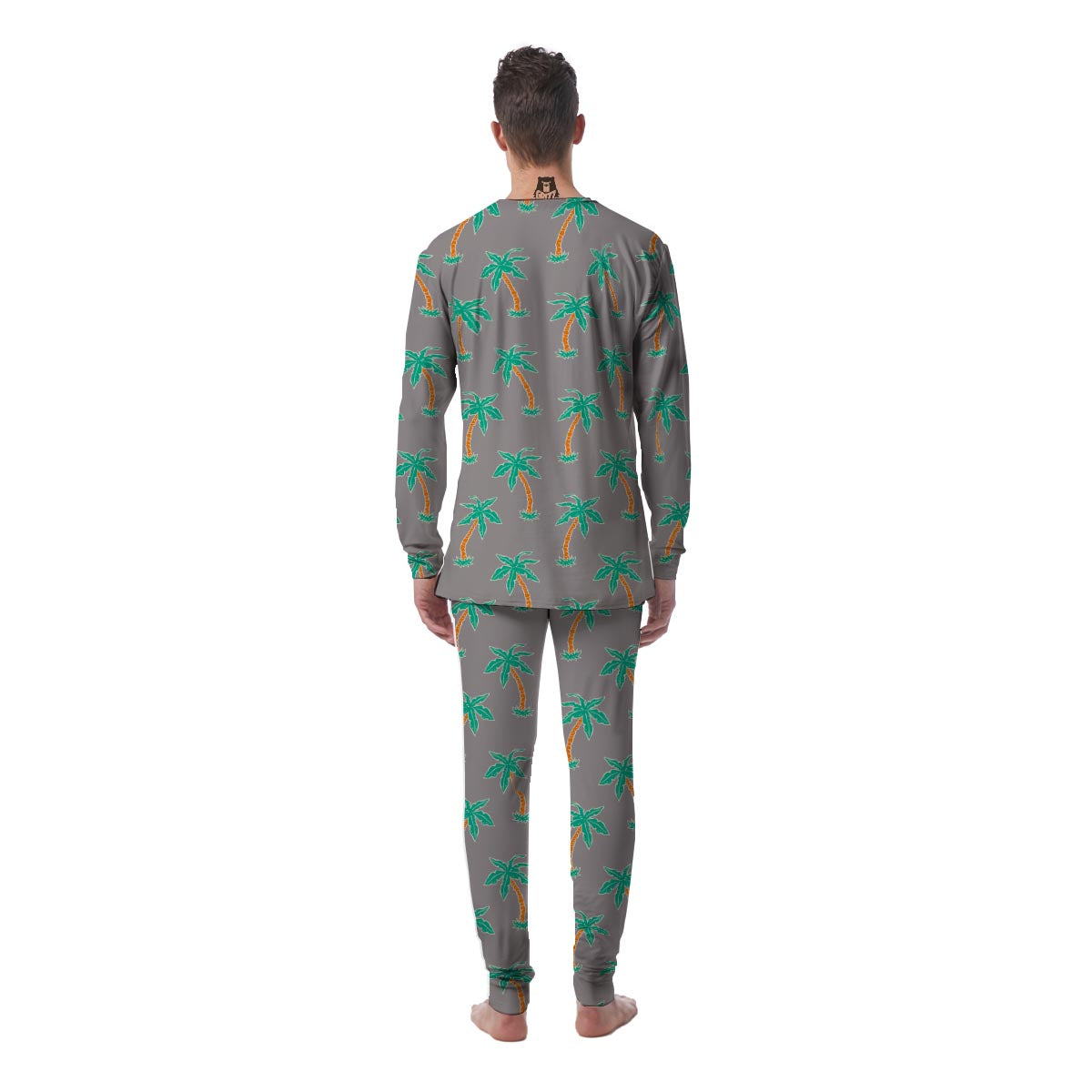 Cartoon Palm Tree Hawaiian Print Men's Pajamas-grizzshop