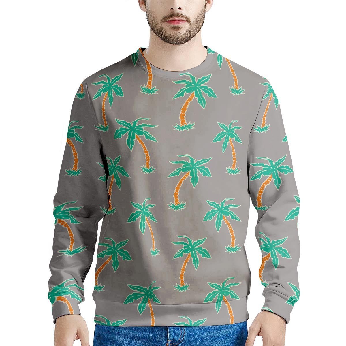 Cartoon Palm Tree Hawaiian Print Men's Sweatshirt-grizzshop