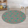 Cartoon Palm Tree Hawaiian Print Round Rug-grizzshop