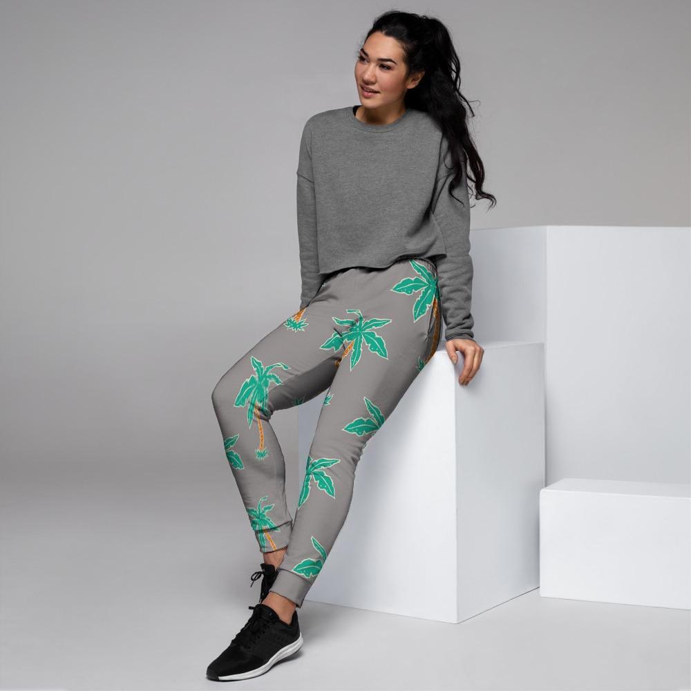 Cartoon Palm Tree Hawaiian Print Women's Joggers-grizzshop