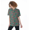 Cartoon Palm Tree Hawaiian Print Women's Short Sleeve Shirts-grizzshop