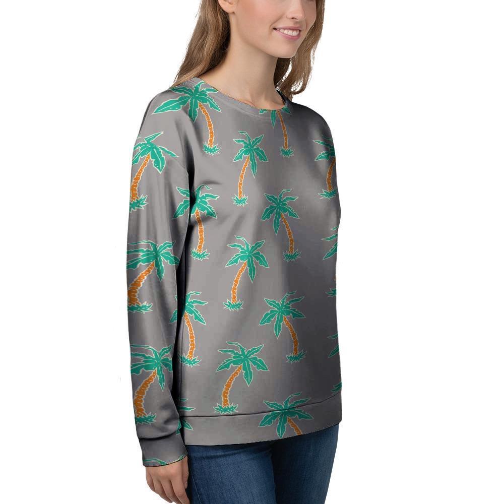 Cartoon Palm Tree Hawaiian Print Women's Sweatshirt-grizzshop