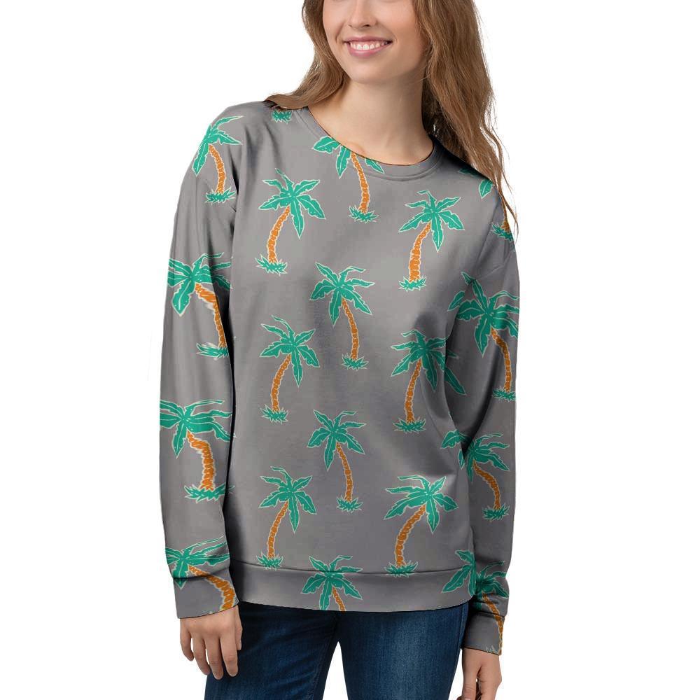 Cartoon Palm Tree Hawaiian Print Women's Sweatshirt-grizzshop